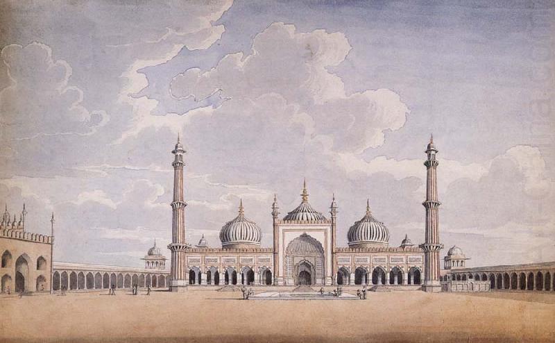 View across the Courtyard of  the Jama Masjid in Delhi, unknow artist